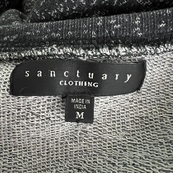 Sanctuary Sweatshirt Womens Medium Black Gray Beaded Rolled Sleeve Updated Basic - Picture 7 of 7
